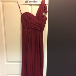 Amsale dark red chiffon bridesmaids dress